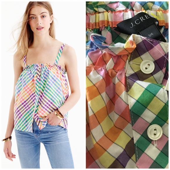 J. Crew Tops - 💚MUST GO💚 ➕ J. Crew button front ruffle gingham